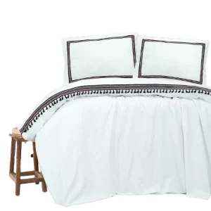 Full Organik Pamuklu Tek Kişilik Nevresim Takımı Ponponlu Marine