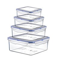 4 Square Sealed Storage Containers  0,3+0,68+1,3+2,3 L