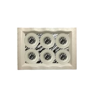 Melamin Büyük Dalgal Tepsi ve 6 Parça Dalgal Çay Tabağı