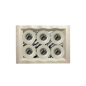 Melamin Büyük Dalgal Tepsi ve 6 Parça Dalgal Çay Tabağı